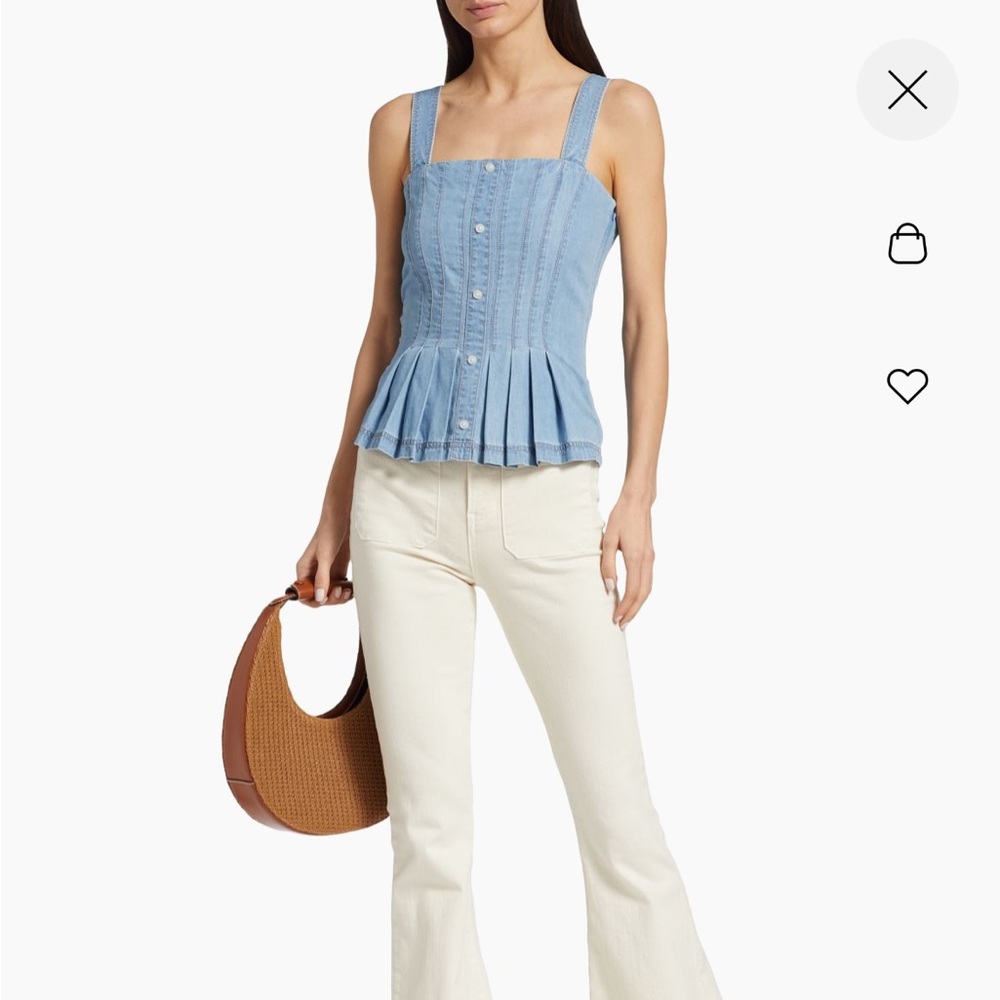 Veronica Beard Light Blue Denim Peplum Tank - Picture 3 of 10